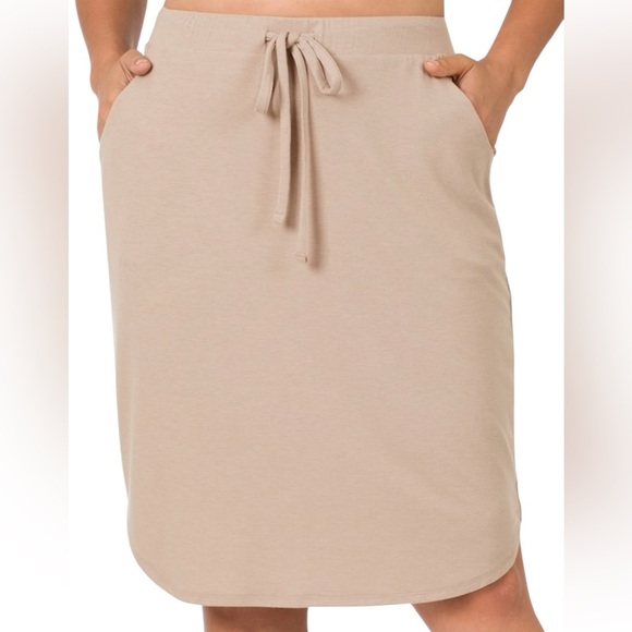 Women’s Mocha Plus Tulip Hem Drawstring Skirt With Side Pockets New 3X - Picture 1 of 8